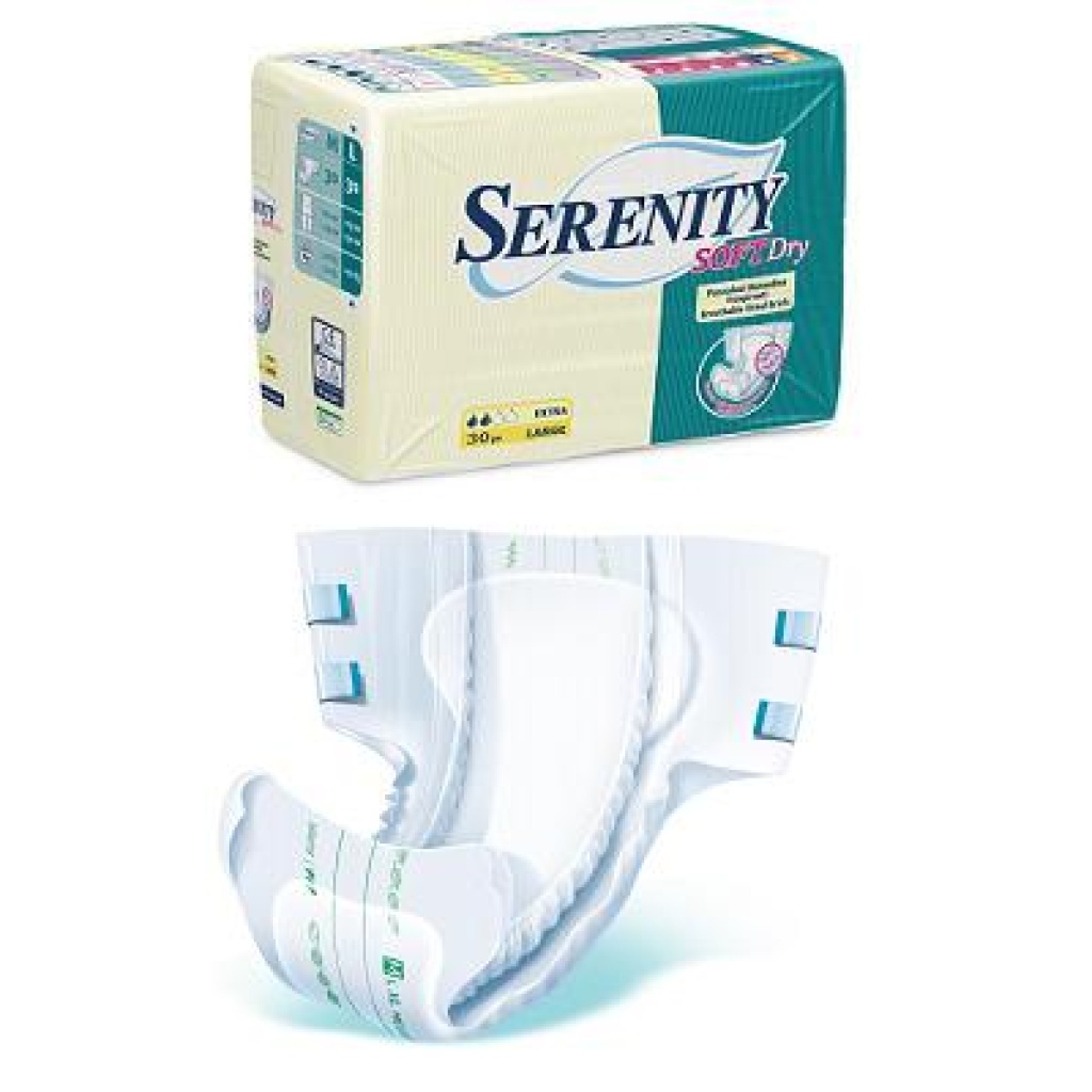 PANNOLONE PER INCONTINENZA SERENITY SOFTDRY FORMATO SUPER T AGLIA LARGE 30  PEZZI – Farmaciainrete