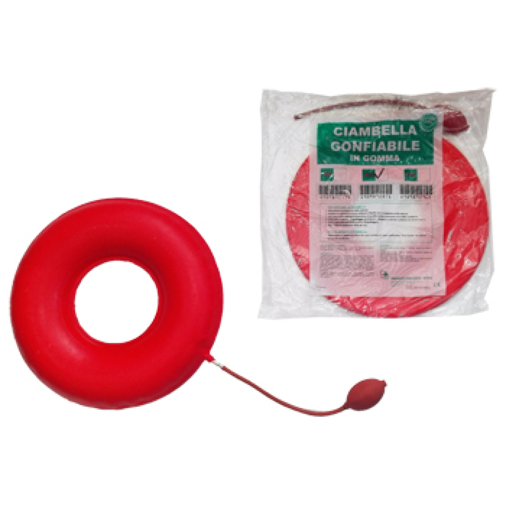 CUSCINO ANTIDECUBITO PNEUMATICO IN GOMMA ROSSA. LARGHEZZA DELLA CIAMBELLA  45CM - Farmaciainrete