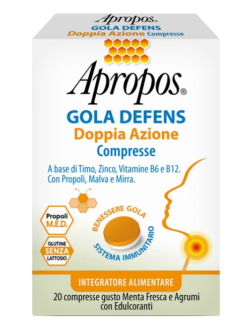 APROPOS GOLA DEFENS DOPPIA AZIONE 20 COMPRESSE – Farmaciainrete
