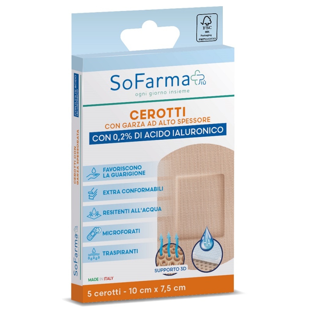 CEROTTO CICATRIZZANTE 10X7,5 CM 5 PEZZI SOFARMAPIU' – Farmaciainrete